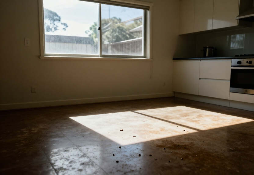 Rodent droppings and damage in a Bidwill garage before treatment