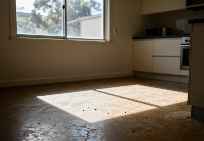 Cockroaches in a Bidwill kitchen before treatment